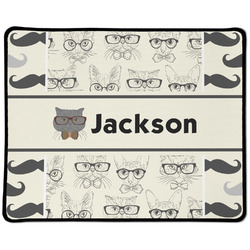 Hipster Cats & Mustache Large Gaming Mouse Pad - 12.5" x 10" (Personalized)