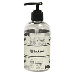 Hipster Cats & Mustache Plastic Soap / Lotion Dispenser (8 oz - Small - Black) (Personalized)