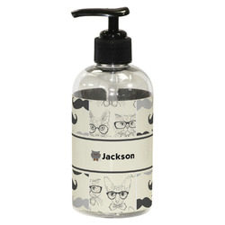 Hipster Cats & Mustache Plastic Soap / Lotion Dispenser (8 oz - Small - Black) (Personalized)