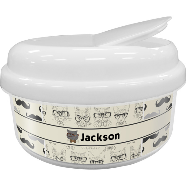 Custom Hipster Cats & Mustache Snack Container (Personalized)