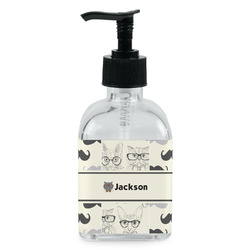Hipster Cats & Mustache Glass Soap & Lotion Bottle - Single Bottle (Personalized)