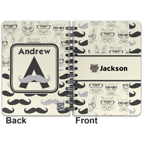 Hipster Cats & Mustache Spiral Journal 5 x 7 - Apvl