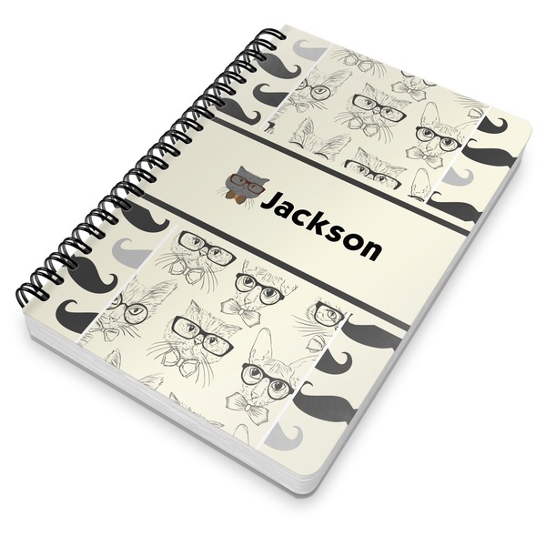Hipster Cats & Mustache Spiral Journal 7 x 10 - Main