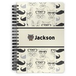 Hipster Cats & Mustache Spiral Notebook - 7x10 w/ Name or Text
