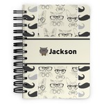 Hipster Cats & Mustache Spiral Notebook - 5x7 w/ Name or Text