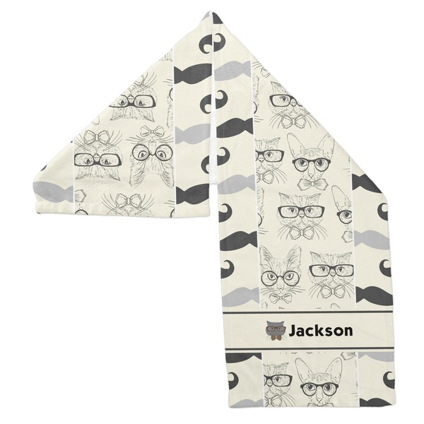 Hipster Cats & Mustache Sports Towel Folded - Both Sides Showing