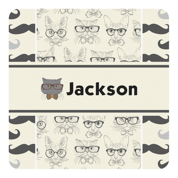 Custom Hipster Cats & Mustache Square Decal - Medium (Personalized)