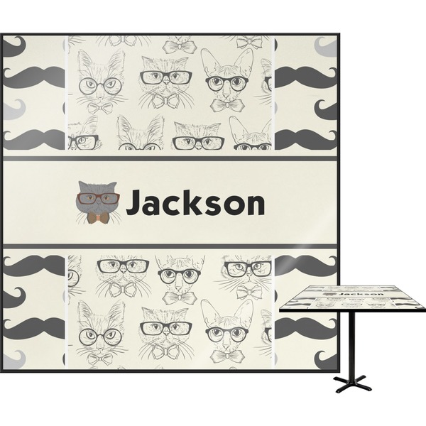 Custom Hipster Cats & Mustache Square Table Top (Personalized)