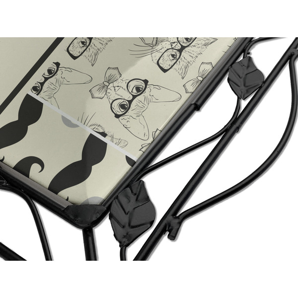 Hipster Cats & Mustache Square Trivet - Detail