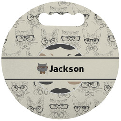 Hipster Cats & Mustache Stadium Cushion (Round) (Personalized)