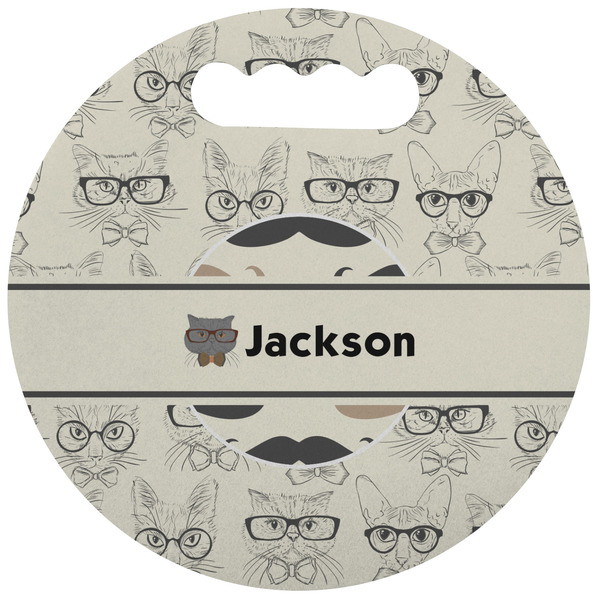 Custom Hipster Cats & Mustache Stadium Cushion (Round) (Personalized)