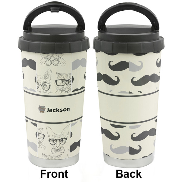 Hipster Cats & Mustache Stainless Steel Travel Cup - Apvl