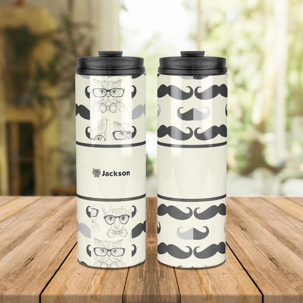Hipster Cats & Mustache Stainless Steel Tumbler - Lifestyle