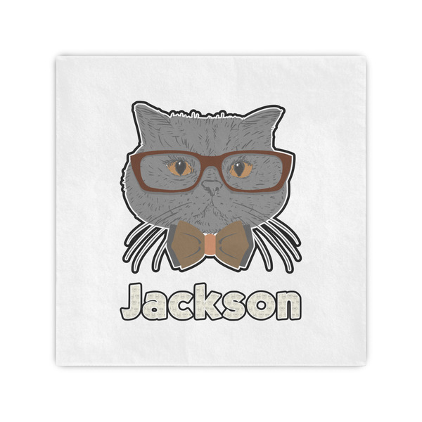 Custom Hipster Cats & Mustache Cocktail Napkins (Personalized)
