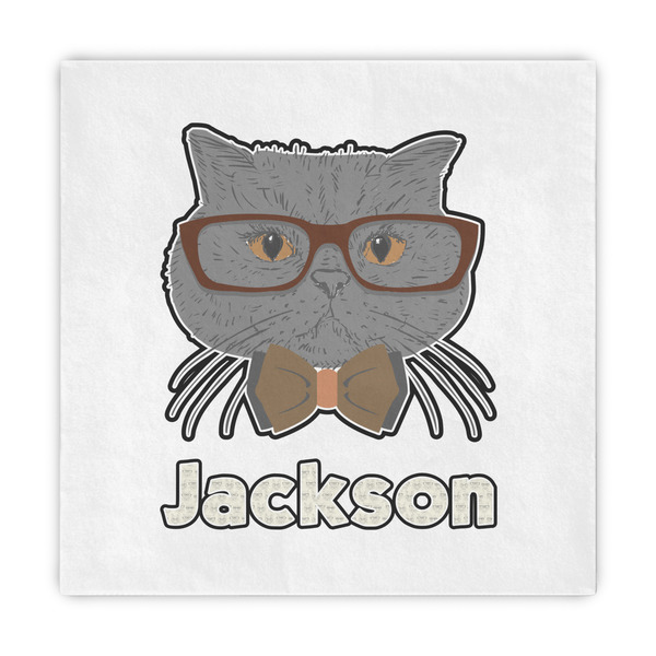Custom Hipster Cats & Mustache Standard Decorative Napkins (Personalized)