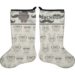 Hipster Cats & Mustache Holiday Stocking - Double-Sided - Neoprene (Personalized)
