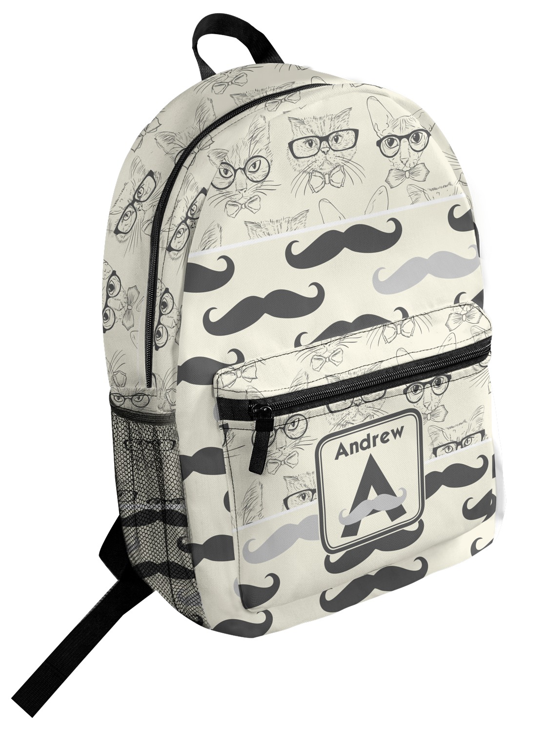 Custom Hipster Cats & Mustache Student Backpack (Personalized