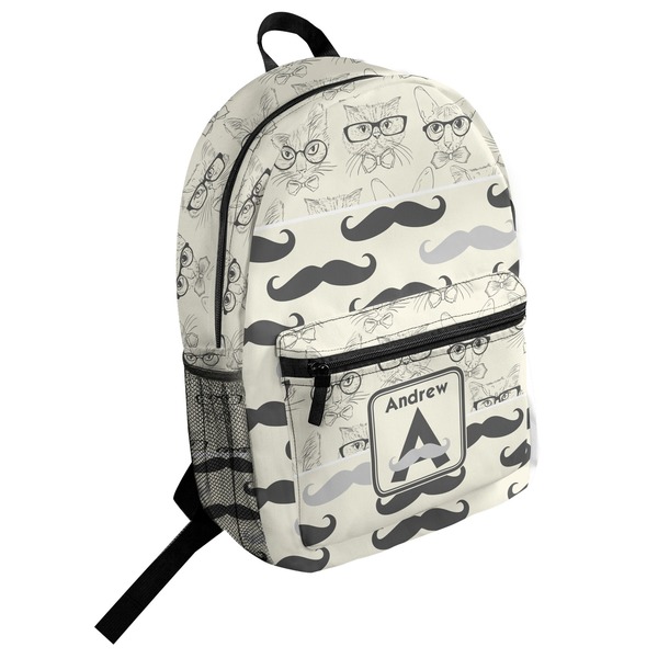 Custom Hipster Cats & Mustache Student Backpack (Personalized)
