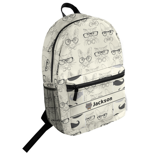 Custom Hipster Cats & Mustache Student Backpack (Personalized)