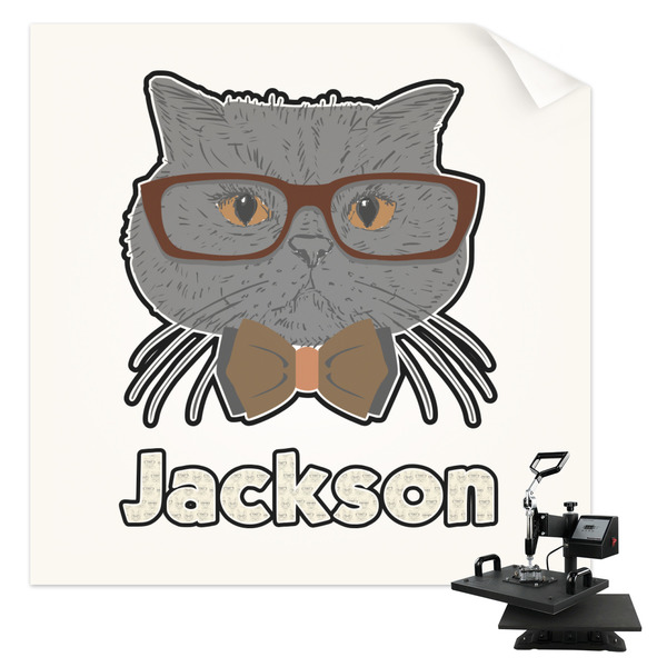 Custom Hipster Cats & Mustache Sublimation Transfer - Shirt Back / Men (Personalized)