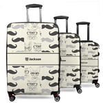 Hipster Cats & Mustache 3 Piece Luggage Set - 20" Carry On, 24" Medium Checked, 28" Large Checked (Personalized)