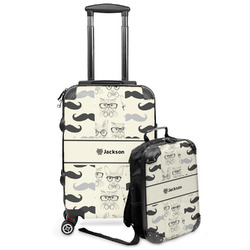 Hipster Cats & Mustache Kids 2-Piece Luggage Set - Suitcase & Backpack (Personalized)