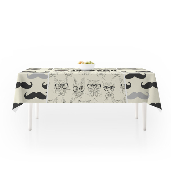 Hipster Cats & Mustache Tablecloths (58"x102") - MAIN