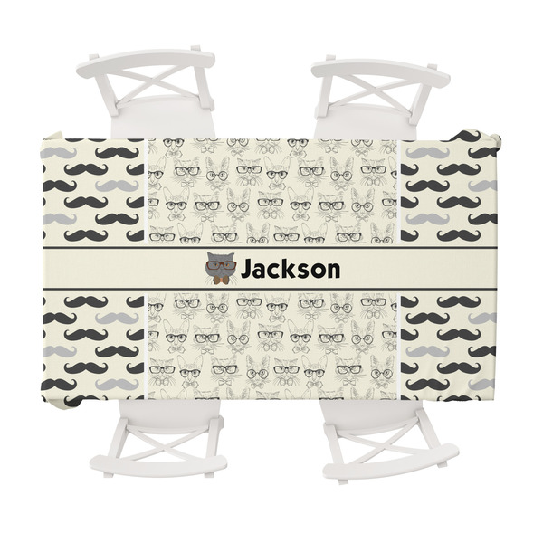 Custom Hipster Cats & Mustache Tablecloth - 58"x102" (Personalized)