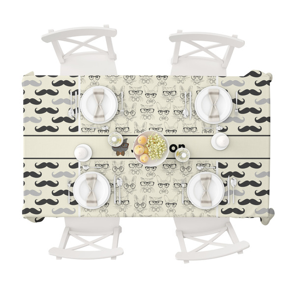 Hipster Cats & Mustache Tablecloths (58"x102") - TOP VIEW