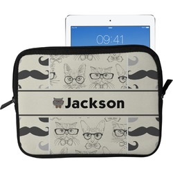 Hipster Cats & Mustache Tablet Case / Sleeve - Large (Personalized)
