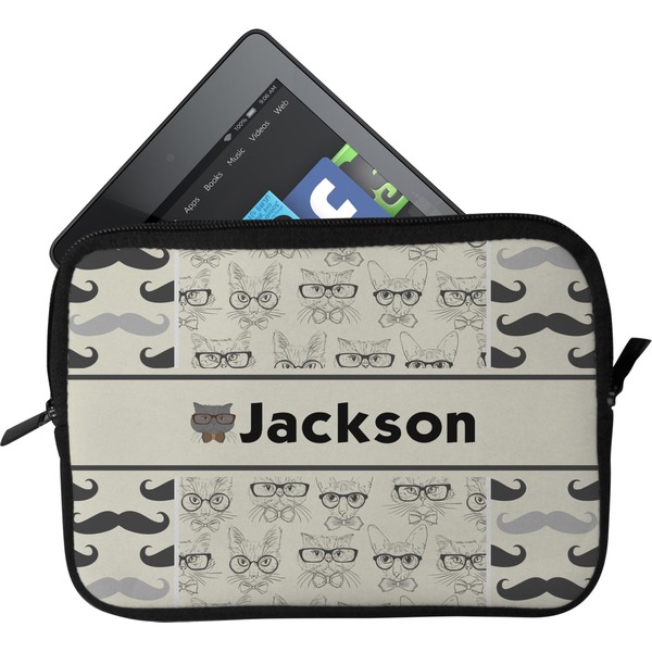 Custom Hipster Cats & Mustache Tablet Case / Sleeve - Small (Personalized)