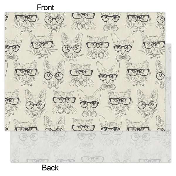 Hipster Cats & Mustache Tissue Paper - Heavyweight - Large - Front & Back