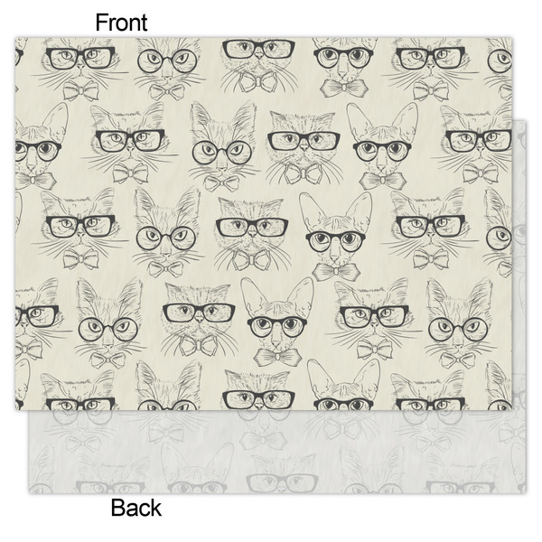 Hipster Cats & Mustache Tissue Paper - Heavyweight - Medium - Front & Back