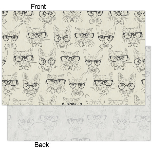 Hipster Cats & Mustache Tissue Paper - Heavyweight - XL - Front & Back