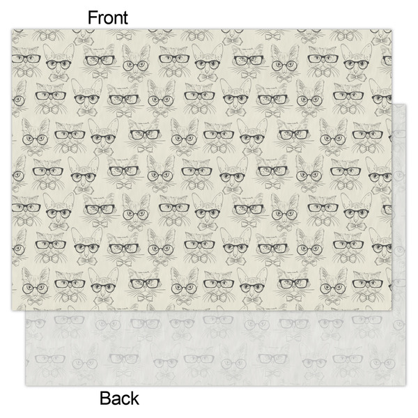Hipster Cats & Mustache Tissue Paper - Lightweight - Large - Front & Back
