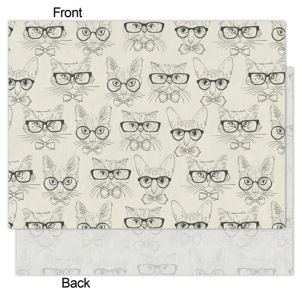 Hipster Cats & Mustache Tissue Paper - Lightweight - Medium - Front & Back