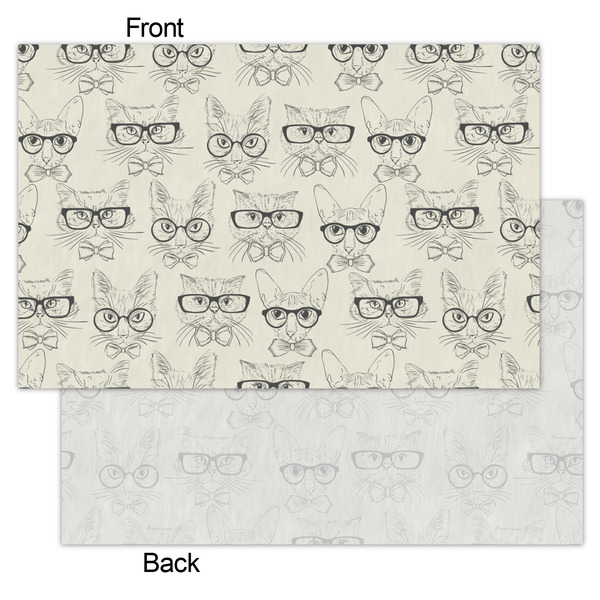 Hipster Cats & Mustache Tissue Paper - Lightweight - Small - Front & Back