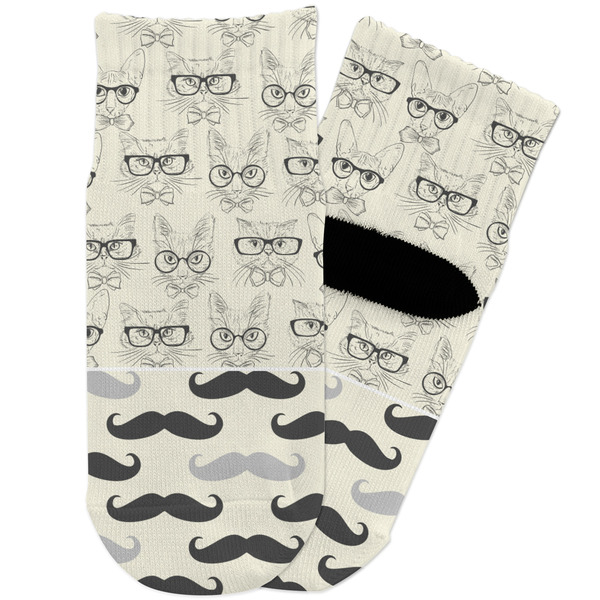 Custom Hipster Cats & Mustache Toddler Ankle Socks
