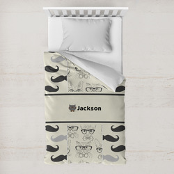 Hipster Cats & Mustache Toddler Duvet Cover w/ Name or Text