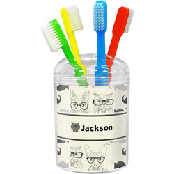 Hipster Cats & Mustache Toothbrush Holder (Personalized)