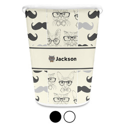 Hipster Cats & Mustache Waste Basket (Personalized)