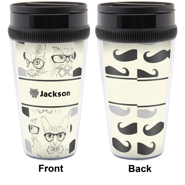 Hipster Cats & Mustache Travel Mug Approval (Personalized)