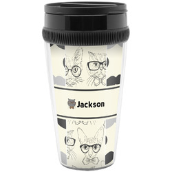 Hipster Cats & Mustache Acrylic Travel Mug without Handle (Personalized)