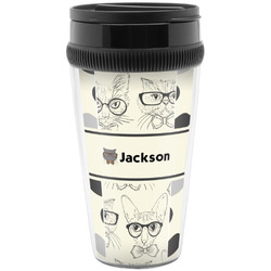Hipster Cats & Mustache Acrylic Travel Mug without Handle (Personalized)