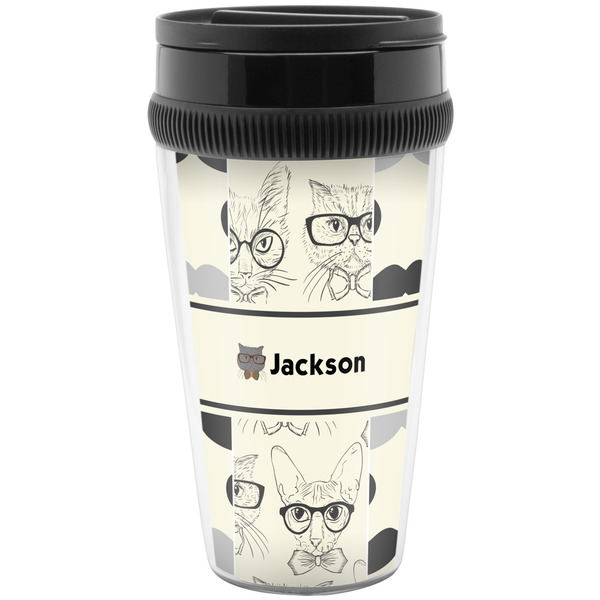 Custom Hipster Cats & Mustache Acrylic Travel Mug without Handle (Personalized)