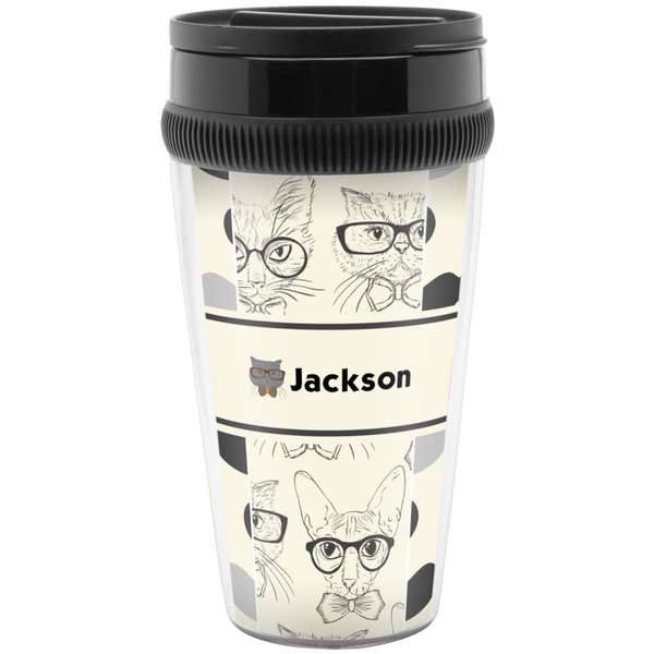 Custom Hipster Cats & Mustache Acrylic Travel Mug without Handle (Personalized)