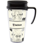 Hipster Cats & Mustache Acrylic Travel Mug with Handle (Personalized)