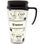 Hipster Cats & Mustache Acrylic Travel Mug with Handle (Personalized)
