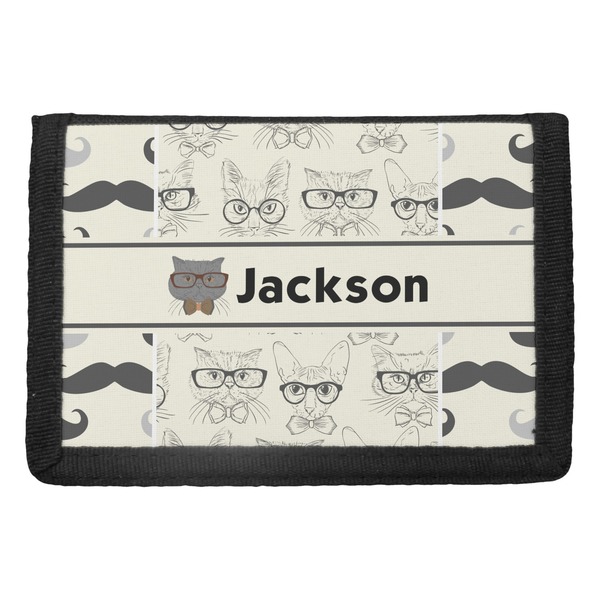 Custom Hipster Cats & Mustache Trifold Wallet (Personalized)