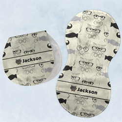 Hipster Cats & Mustache Burp Pads - Velour - Set of 2 w/ Name or Text